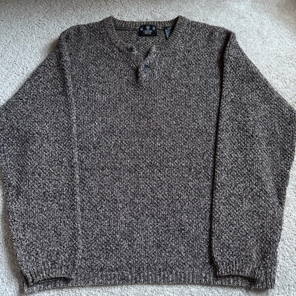 Vintage heavy knit men's henley sweater XL 90s J. Riggings sportswear pullover